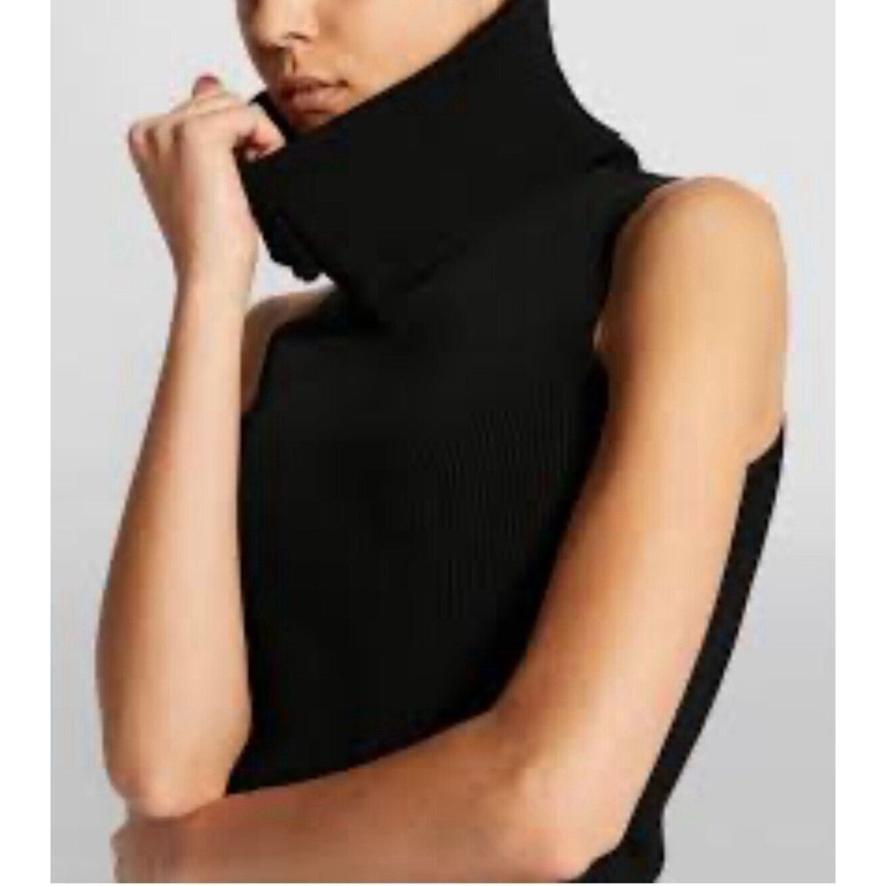 Carmen Marc‎ Valvo Turtleneck Pullover Sweater  Black  Sleeveless Viscose XS EUC